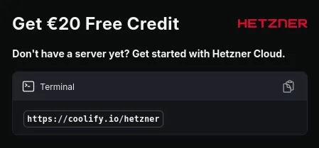 Coolify Hetzner affiliate link screenshot