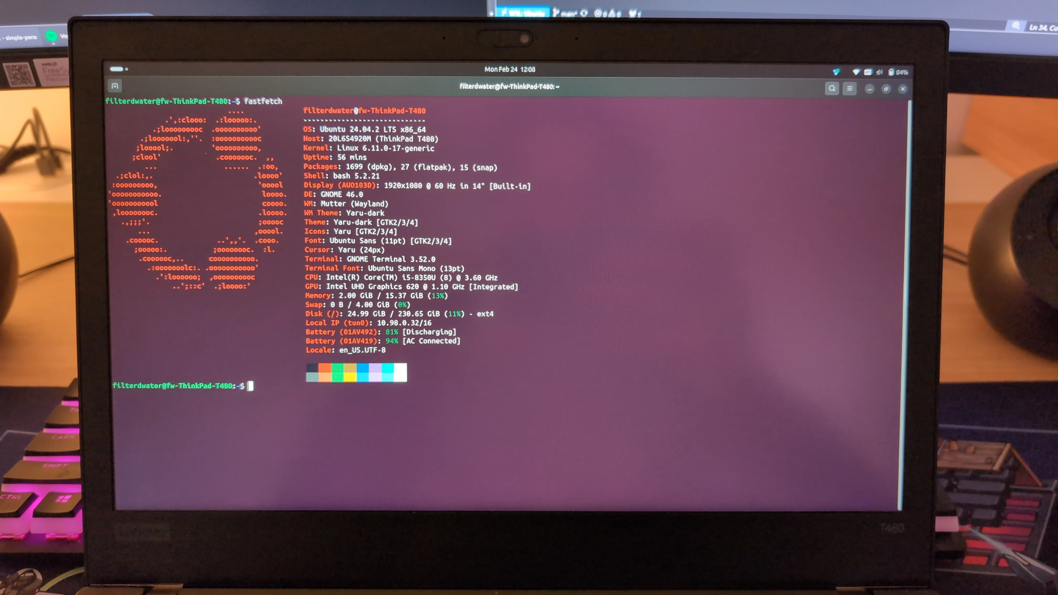 Terminal with fastfetch output